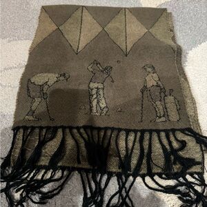 Vintage Golf Scene Tapestry Scarf made in Italy Modena super soft